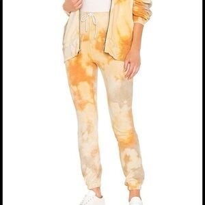 Cotton Citizen Orange and Tan Tie-Dye Joggers
